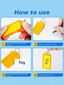 Colorful Clear Plastic Keychain Tags - Double-Sided Labels, Diy Id Tag Tags, Name Tags, Pet Id Tags For Keys, Luggage, Backpacks, Assorted Bright Colors, Durable And Easy To Read, Tag Management, Key Storage Tags | Vibrant Colors | Clear Plastic Tags - Multicolor - View 6