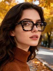 1pc 2026 New Spring Popular Casual Tritan (Copolyester) Women's Non-Prescription Glasses