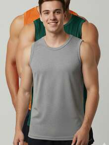 3 Piezas Playera sin Manga Casaca Tirante ancho para Hombre Unitalla Negra y Colores Aleatorios - Aleatorio - Ver 2