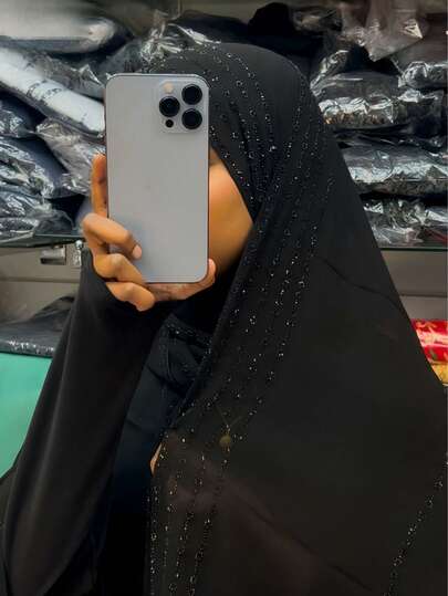 1pc Women's Plain Chiffon Soft Headscarf, Casual Arabic Style Long Scarf, Conservative Solid Color Head Wrap, Suitable For Daily Use