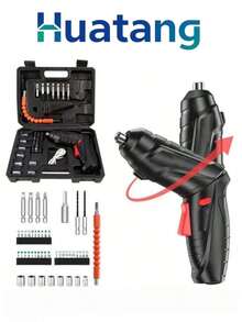 HuaTang 45 en 1 Recargable Inalámbrico Inalámbrico Destornillador Eléctrico - Negro - Ver 8