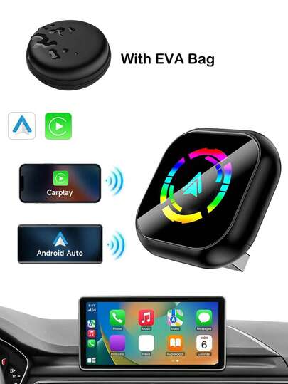 Adaptador inalámbrico de CarPlay para iPhone y adaptador de Android Auto, conectividad de CarPlay Plug & Play, convierta el cableado de fábrica a inalámbrico, baja latencia, compatible con iOS10+/Android11+