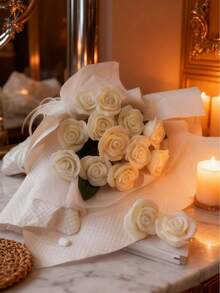 情人节创意立体玫瑰造型模具，用于制作手工蜡烛香薰花花束、石膏香薰饰品、拍照背景道具等，可爱又好玩，有助于清新空气，提升居家氛围及拍照环境道具 - 白色 - 查看 6