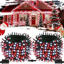 Luces de Navidad de cadena conectables rojas y blancas, 2 paquetes con un total de 164 pies y 400 LED, luces de árbol de Navidad con 8 modos para uso interior/exterior, luces de cadena para decoraciones navideñas - Rojo y blanco - Ver 1