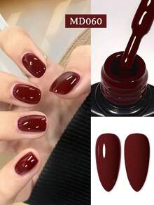 MSRUIOO 1瓶8毫升酒红色凝胶指甲油入门装，纯指甲胶水，可卸除，无需擦拭，适合所有季节，情人节、新年、节日美甲用品 - 酒紅色 - 查看 2
