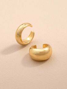 2pcs Gold & Silver Metallic Earring Set, For Women - Gold - View 2