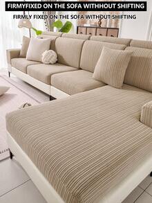 1pc Stretch Thickened Warm Sofa Cover, Non-Slip Full Coverage Sofa Seat Cover, Suitable For All Seasons, Fabric Sofa Slipcover, Machine Washable, Dust-Proof, Pet-Friendly, Decor For Bedroom, Office, Living Room, L-Shaped Sofa, 1/2/3/4 Seater - Màu Khaki - Xem 6