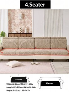 1pc Stretch Thickened Warm Sofa Cover, Non-Slip Full Coverage Sofa Seat Cover, Suitable For All Seasons, Fabric Sofa Slipcover, Machine Washable, Dust-Proof, Pet-Friendly, Decor For Bedroom, Office, Living Room, L-Shaped Sofa, 1/2/3/4 Seater - Màu Khaki - Xem 18