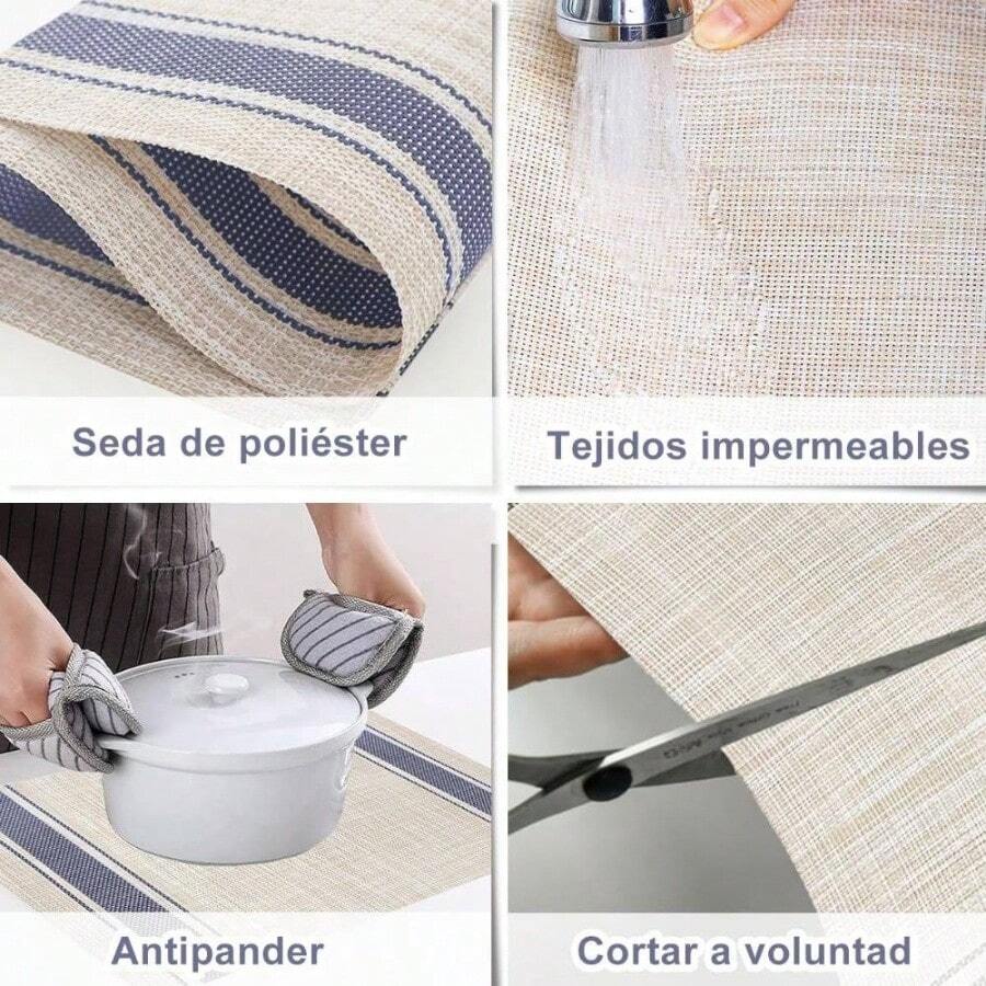 10 Pzas Manteles Individuales de Mesa, Tapetes para Mesa Resistentes al Calor y Antideslizantes, Tapetes Lavables para Restaurante, Cocina, Hotel, Cafetera, Festival 30 * 45 - azul - Ver 1