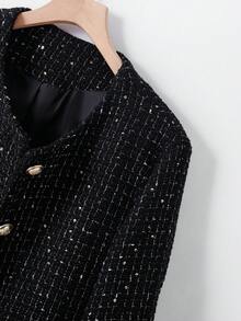 Women's Button Pocket Long Sleeve Woolen Coat, Suitable For Daily Wear And Holidays, Autumn/Winter