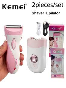 Kemei Electric Usb Rechargeable Epilator For Boy Hair Remover KM-196, Fast Hair Removing Painless Hair Remover KM-3018, Private Place Body Hair Remove Bikin Hair Trimming For Lady Hair Removal Device - Pink - View 14