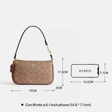 Shoulder Bag For Women In Signature Canvas COACH Logo Letter-Print Shoulder Bag Wrist Wristlet Bag Classic Coach Women's Bags Suitable For Party Casual And Shopping Mother's Day Gifts CW426 IMXHE - màu nâu - Xem 7