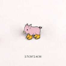 3pcs Pig Shaped Brooch Set, Suitable For Couples, School Uniform Accessories, Anti-Glare, V-Neck, Creative Badge, Cute Animal Design - Multicolor - View 2
