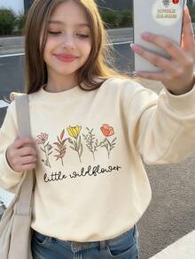 Winter Pullover Sweatshirt For Girls - Printed With A Pattern Of Black Cat Holding Coffee, Back To School Pullover Fall Clothing, Winter And Fall Casual Cover, Machine Washable, Comfortable Home Wear, Fun Style, Suitable For All Occasions Such As School, Holidays, Shopping And Sports,