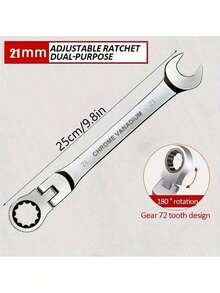 1pc Ratchet Wrench Set, 72 Teeth, 180° Swivel Design, Durable Metal Tool, Suitable For Automotive, DIY, Home Repair, Two-In-One Wrench, Durable Industrial Tool - Silver - View 18