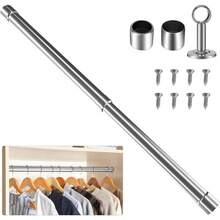 70-120cm/87cm-160cm Extendable Stainless Steel Wardrobe Rail, Adjustable Clothes Rail Pole With End Sockets - 87-160CM - View 8