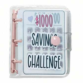 1pc 1000 Savings Challenge Binder , Money Saving Binder, Savings Challenges Book With Envelopes, Envelope Savings Challenge, Mini Budget Binder With Cash Envelopes Back To School