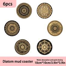 4/6/300 miếng lót ly bùn diatom họa tiết Bohemian cổ điển, lót ly cà phê, trang trí đa năng cho nhà ở và nhà hàng, quà tặng hàng ngày, trang trí bàn, trang trí tiệc theo chủ đề - Nhiều màu - Xem 6