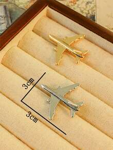 Yuan Shuo 1pc Minimalist Airplane Shaped Brooch Pin, Fashionable & Cute Lapel Pin For Couples - Silver-1316B - View 6