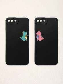 2pcs Black Phone Cases, Dinosaur Design Couple Phone Cases, Compatible With IPhone & Galaxy Phones, Phone Covers, Cute Phone Cases, Compatible With IPhone 13/15/16 Pro Max, Galaxy, Great As Birthday Gift, For Girlfriend, Boyfriend Or Personal Use - Multicolor - View 18