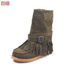 Women Mid-Calf Boots - 軍綠 - 查看 3