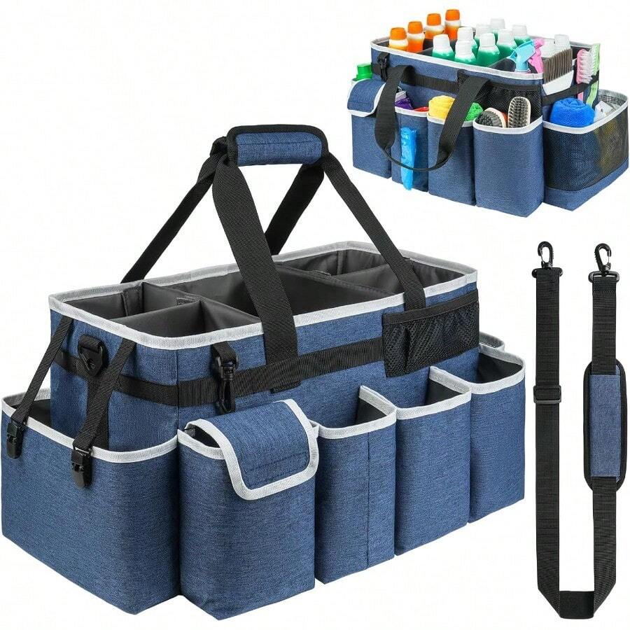 Cleaning Caddy BagExtra Large Cleaning Plies Organizer With Handle For Housekeepers Blue - Extra Large - View 1