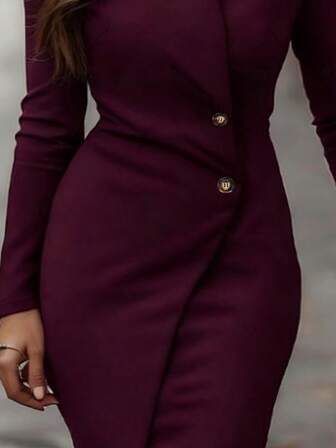 Elegant damklänning med V-ringning och figurnära passform, midjeåtsträvande design som framhäver figuren, bekväm och moderiktig, lämplig för arbetspendling/dejter/avslappnade sammankomster/fester, perfekt för sofistikerade och välbalanserade kvinnor