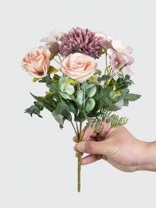 1/3 Ramo (6 Cabezas) 30 cm Crisantemo Rosa Artificial Nórdico, Adecuado para Decoración de Boda, Ramo de Novia, Decoración de Aula de Vuelta a Clases, Decoración de Florero en el Hogar, Decoración de Jardín al Aire Libre, Fiesta de Cumpleaños - Morado - Ver 5