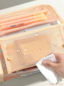 1 Stück Mehrzweck-Federmäppchen, Mesh-Gewebe, großer Reißverschluss-Aufbewahrungsbeutel, Mehrfach-Fach-Design, geeignet für Schule, Büro und Reisen, eine ideale Wahl für den täglichen Gebrauch