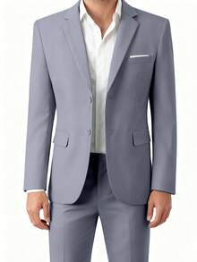 Mens Slim Fit 2-Piece Suit Two Buttons Notched Lapel Solid Suit Jacket Pants Set Tuxedo For Prom Concert Graduation Season Size XS-3XL Men's Spring New Products Suit Sets For Wedding Concert  Graduation Season - 淺灰色 - 查看 1