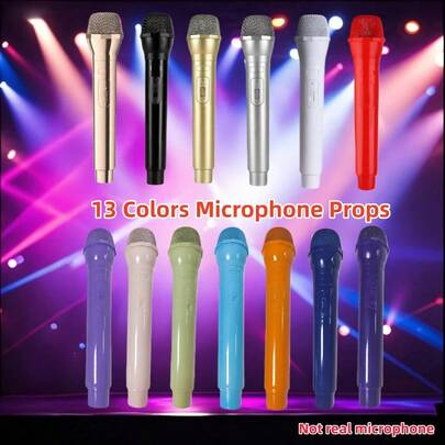 Fake Microphone Props,Simulation Fake Mic Prop,Plastic Realistic Pretend Microphone Props,Fake Practice Fun Stage Mics Prop,Party Favor,Home Decoration Ornaments,Speaking Practice Prop Mics For Halloween,Christmas, Cosplay, Speech, News, Birthday, Music Party, Karaoke,Home Cosplay (13 Colors To Choose )