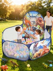 1个卡通恐龙游戏屋帐篷，弹出式游戏帐篷，室内/室外游戏帐篷，便携耐用，带篮球架，适合儿童，是感恩节、万圣节、圣诞节、复活节、生日的绝佳礼物