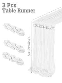 1/2/3/5件装白色褶皱桌旗，折叠桌布，波西米亚风格桌布，纯色桌布，浪漫桌旗，节日婚礼、迎婴派对、生日派对餐桌装饰，婚礼装饰，生日派对装饰，周年纪念、订婚宴会派对用品，派对礼品，情人节装饰，节日家居装饰，餐厅装饰，餐桌装饰，厨房装饰，壁炉装饰，生日礼物，餐厅 - 白色 - 查看 13