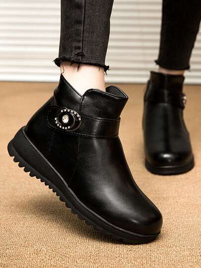 Winter New Thermal Lined Warm Slip-On Ankle Boots For Middle-Aged & Elderly Women