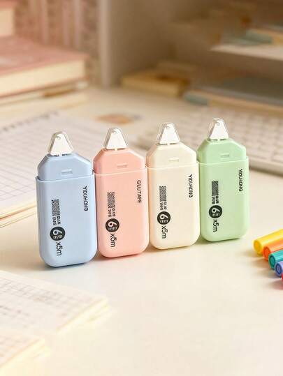 6-1 Roll Double-Sided Tape, 6mm X 5m, Muted Color Variety, Non-Sticky Multi-Purpose Glue Tape Suitable For Scrapbooking, Collage, Photo Album, Diary, Crafts, Office Supplies, Back To School Prep, Portable Plastic Bottle, Precise Tip, Smooth Application, Craft Supplies