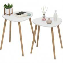 FurnitureR Juego de 3 Mesas auxiliares Triangulares Mesita Auxiliar Mesa de Centro Mesita Auxiliar Minimalista Moderna para Sala de Estar y balcón Hogar y Oficina Chocolate - blanco - Ver 10