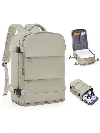 Unisex Large Travel Backpack, Business Laptop Backpack, Carry-On Size 40x20x25cm, Meets Airline Standards, Water-Resistant, Multi-Function Separate Shoe Compartment, Wet & Dry Separation Layer, Suitable For Students, Commuting And Laptop Use