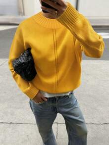 2025 Autumn/Winter New Casual Fashion Retro Chic Cable Women's Winter Sweater Knit Pullover Women Knitted Sweater Casual Basic Going Out Outfits Halloween Clothes Christmas Clothes New Year Outfits Fall Winter Clothes