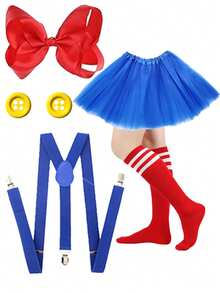 D EXCEED 6Pcs Halloween Cosplay Costume Women Tutu Skirt Suspenders Stockings Bow Hair Clips For Adults - Multicolor - View 11