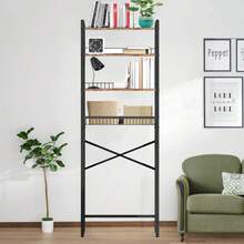 4-Tier Over Toilet Bathroom Organizer Shelf Adjustable Bathroom Shelf Over Toilet With Paper Holder And 4 Hooks, Brown - màu đen - Xem 4
