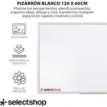 SELECTSHOP Pizarron Blanco Pizarron Magnetico Con 4 Marcadores y 1 Borrador Pintarron Blanco Infantil Empotrable Pizarra Blanca Con Bandeja Para Rotuladores Uso Vertical U Horizontal (60 X 40 CM) - 1,20 x 60 cm - Ver 2