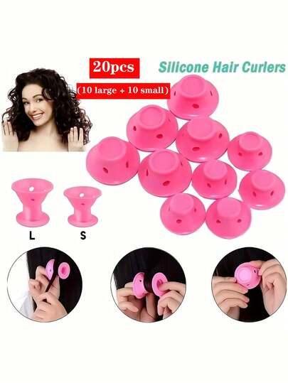 20 unidades de modeladores de cachos em formato de cogumelo de tamanhos variados, varinhas de silicone reutilizáveis, ferramentas mágicas para ondulação DIY sem presilha, com bolsa de PVC, não danificam o cabelo normal, ferramenta para estilizar o cabelo durante o sono, ferramenta para ondulação, faça você mesmo, não danifica o cabelo, ferramenta de penteado moderna, cabelo cacheado, rolos de cabelo, modelador de cachos, cachos sem calor, cachos sem calor, modeladores de cabelo, rolos, cachos de cabelo, rolos para cabelo, ferramentas para cabelo cacheado, rolos de cabelo, rolo de cabelo, difusor de cachos, cabelo, viagem, produtos para cabelo, ferramentas para cabelo, acessórios para cabelo, barbeiro, acessórios de barbeiro, barbearia, equipamentos de cabeleireiro