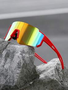 1 Stück Herren Einteiler Mehrfarbige Sport Stil übertriebene Straßen Stil technologische Punk Mode Sonnenbrillen für Outdoor Freizeitaktivitäten, Sport, Familienausflüge, Urlaubsoutfits Accessoires