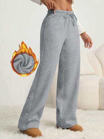 女士保暖加厚休闲直筒裤，冬季日常简约休闲保暖加厚长裤，柔软直筒裤，女装，女士长裤