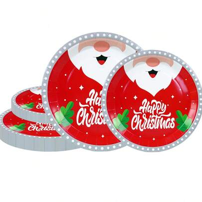 20/10pcs Disposable Plates, Including 7-Inch And 9-Inch Paper Plates, Suitable For Holiday Themed Parties, Daily Gatherings, Clubs, Tea Parties, Picnics, And Outdoor Outings. Kitchen And Restaurant Decoration, Party Supplies, Paper Plates, Dining Plates, Festive Atmosphere, Surprise Parties, Birthday Decorations