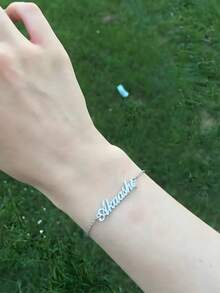 1pc Custom Name Bracelet, Personalized And Simple, Stainless Steel Bracelet, Birthday, Mother's Day, Valentine's Day Gift - Multicolor - View 3