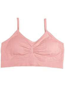 Zee Rucci Girls' Seamless Comfortable Cropped Top With Padded Bra And Straps, Sizes 4 To 16, Basic - Rusty Rose - View 1