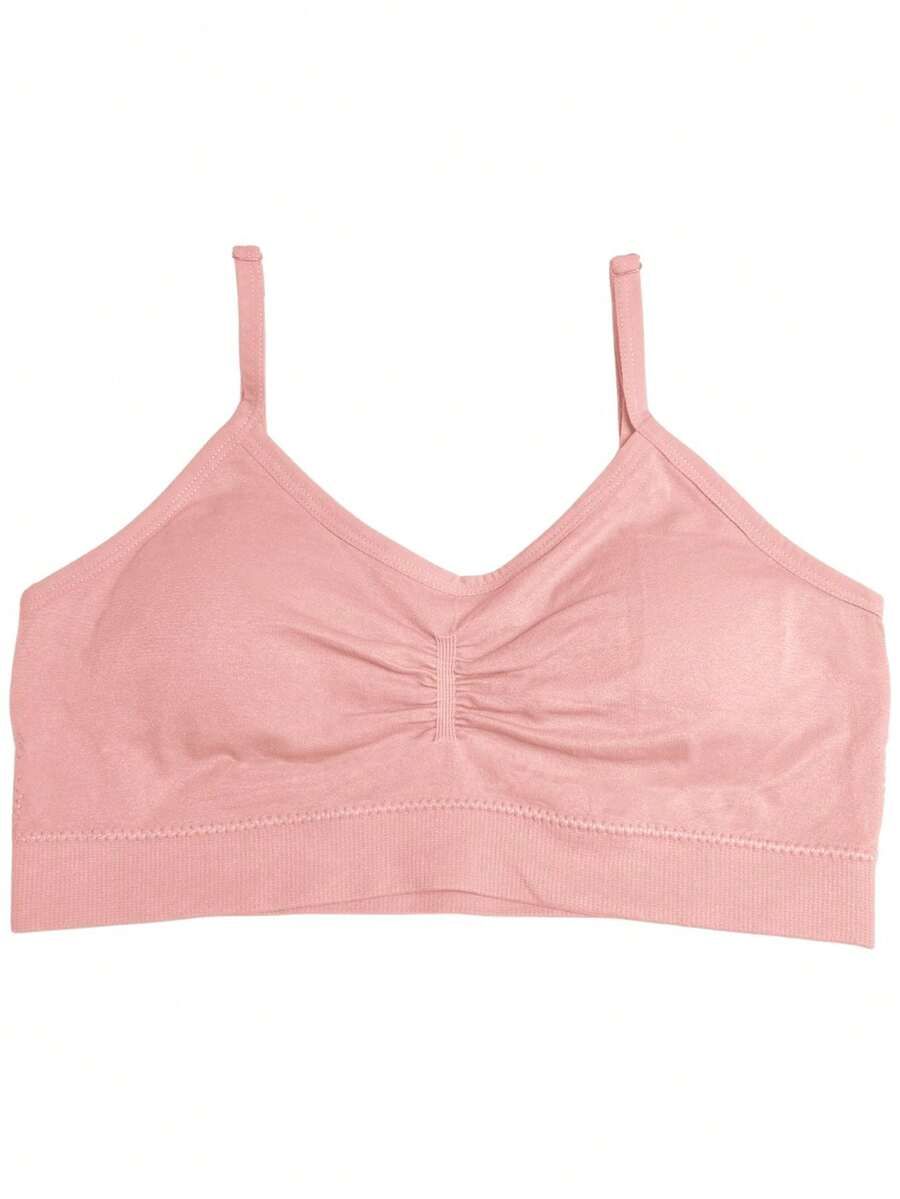 Zee Rucci Girls' Seamless Comfortable Cropped Top With Padded Bra And Straps, Sizes 4 To 16, Basic - Rusty Rose - View 1