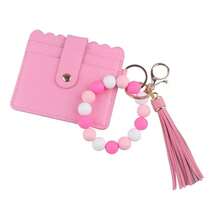 1pc Women's Colorful Silicone Beaded PU Tassel Card Holder Keychain Coin Purse, Multi-Function Card Wallet & Keyring, Gift For Mom, Friends - Multicolor - View 9