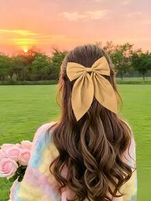 4个/1个超大蝴蝶结发夹，柔软长尾蝴蝶结发卡，复古金属丝绸发夹，优雅发饰，送给女孩的绝佳礼物，发爪，发夹，发卡，头部饰品，发卡 - 彩色 - 查看 3